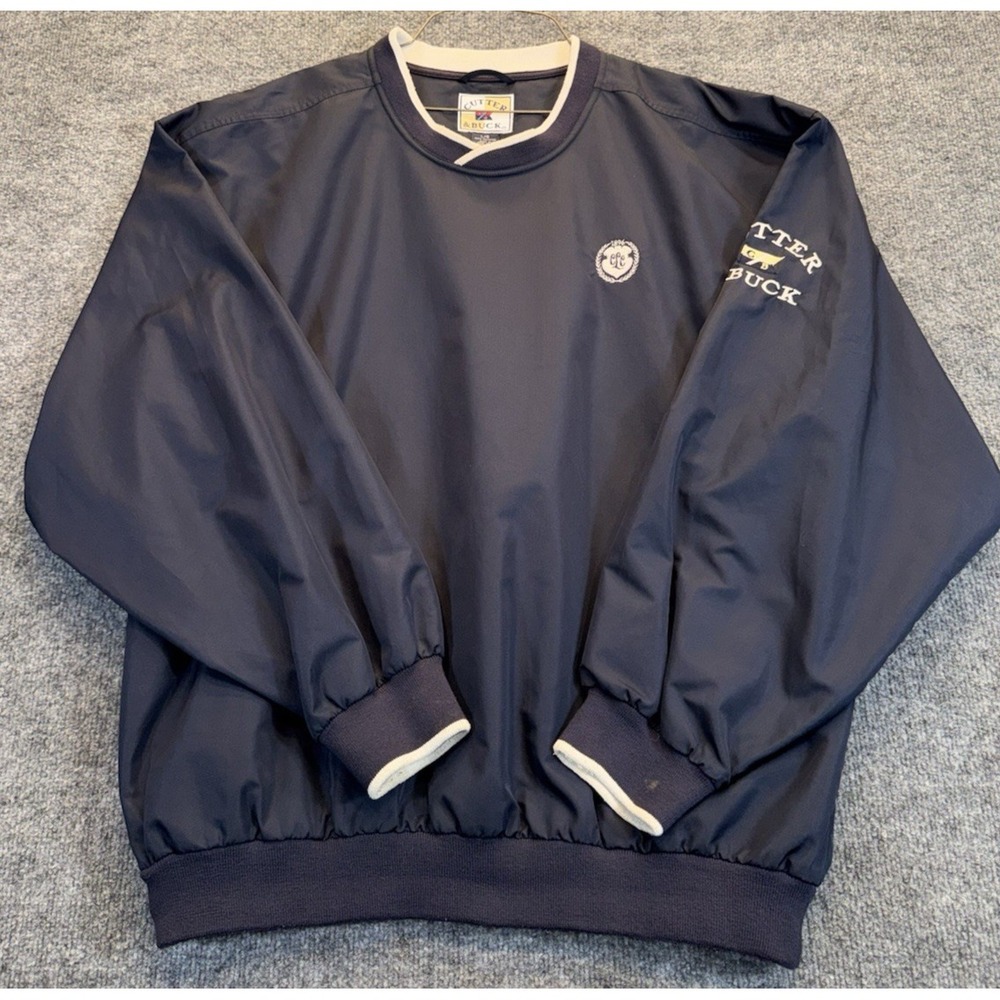 Vintage Cutter & Buck Windbreaker Men's L Navy Pullover Golf Jacket Hong Kong